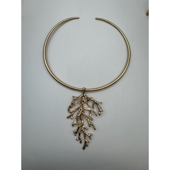 Necklace Choker Coral Leaf  Zara - Choker Collar Statement Gold Open Reef Ocean - Picture 6 of 6